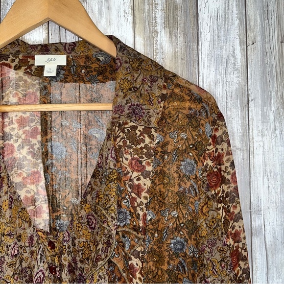 J. Jill Boho Floral Sheer Ethereal Cottage Core Blouse Women’s Large - Picture 4 of 6